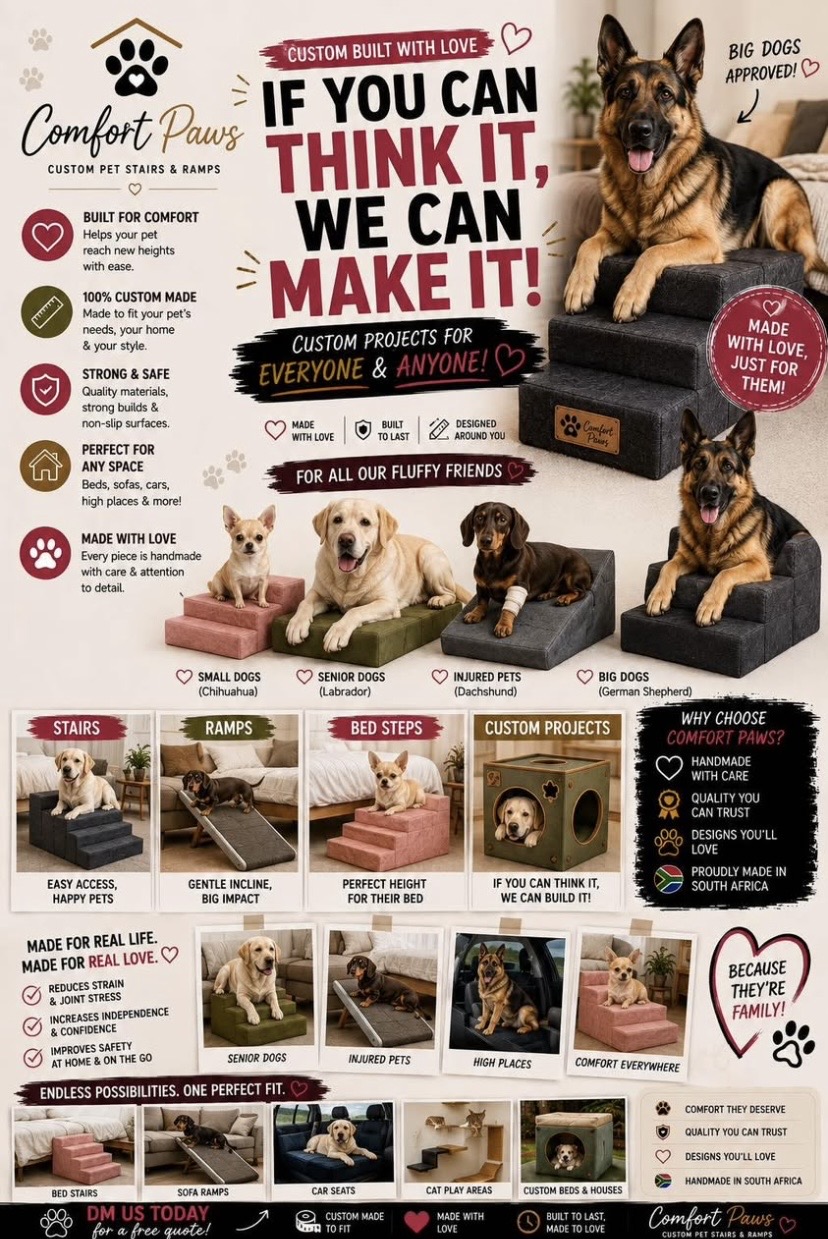 Comfort Paws flyer: if you can think it, we can make it