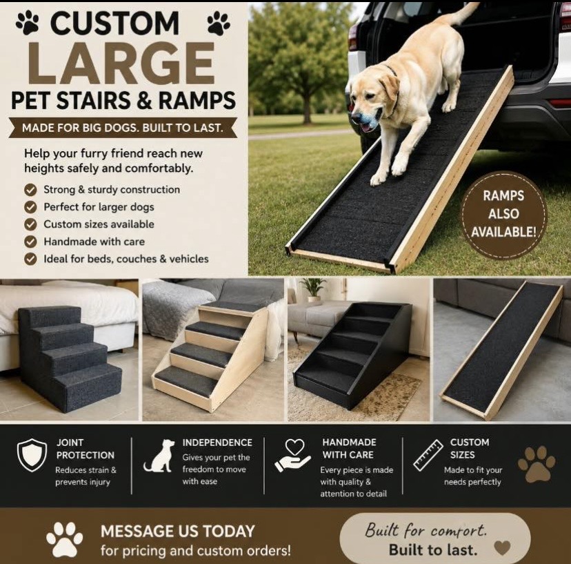 Comfort Paws flyer for large custom pet stairs and ramps